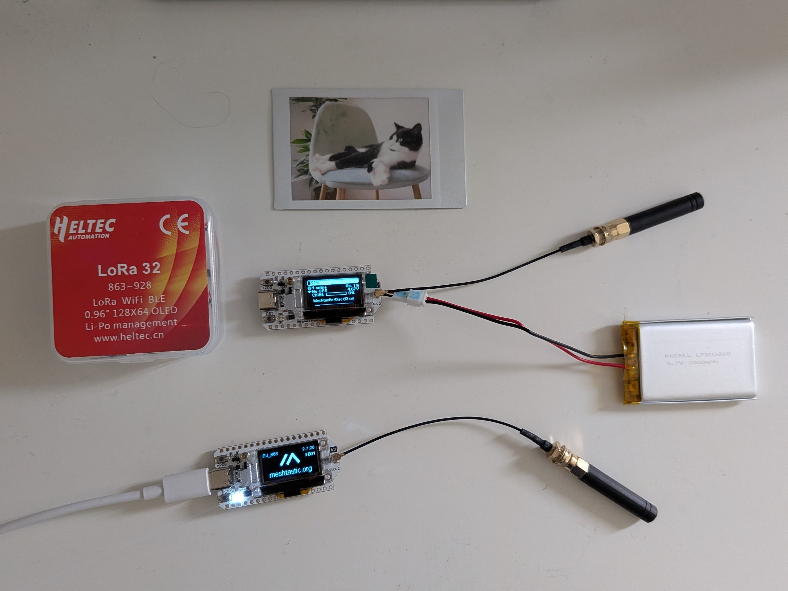 My LoRa setup: two Heltec WiFi LoRa 32 V3 boards